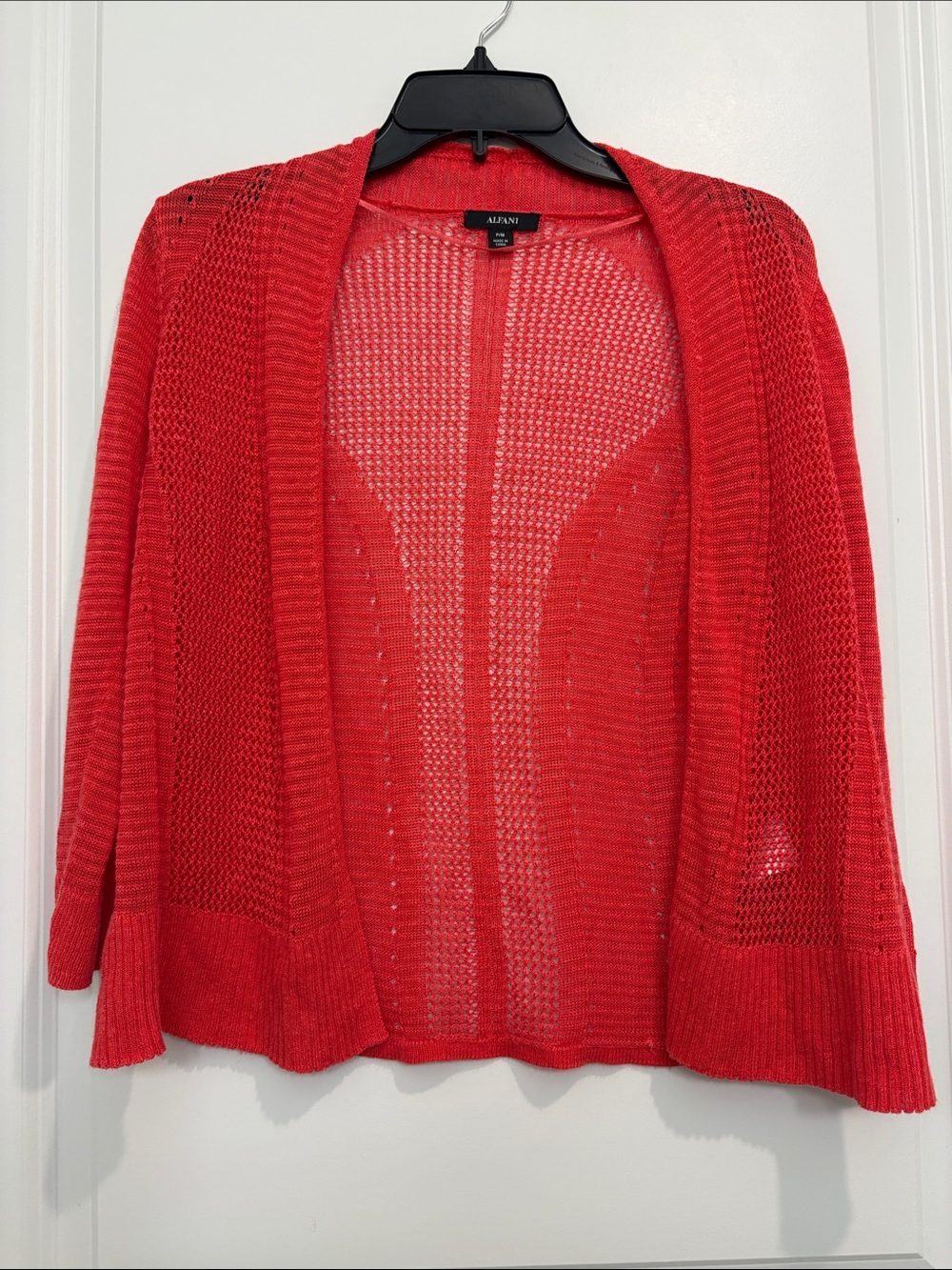 Alfani Red Medium Open-Front Lightweight Knit Cardigan